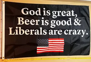 Donald Trump Flag FREE SHIPPING God Beer America First Man Cave Banner USA 3x5' - Picture 1 of 1