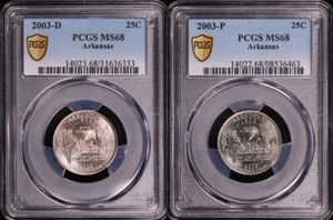 2003-D & P Arkansas State Quarter 2 Coin Set PCGS MS-68 - Picture 1 of 2