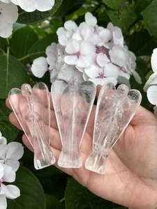 Clear Quartz Stone Carved Angel Psychic Guardian Spiritual Healing Reiki Gems - Picture 1 of 2