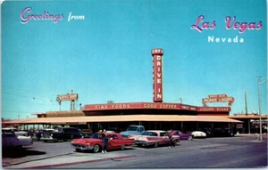 1960s NV Postcard Round-Up Drive-In Restaurant & Liquor Store Las Vegas Diner - Picture 1 of 2