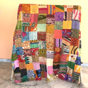 Kantha Quilt Gudri Patchwork Indian Handmade Vintage Quilt Artisan Sttich Twin - Picture 1 of 8