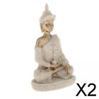 2X Small Sitting Buddha Stone Effect Garden Outdoor Indoor Statue Thai Ornament