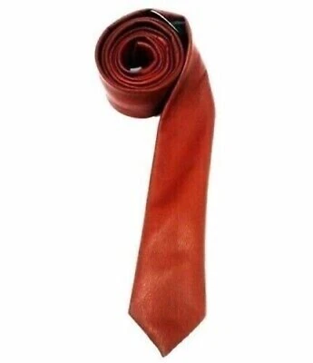 Corbata de cuero única con aspecto elegante formal marrón piel de cordero 100 % genuina para hombre Foto 1 de 3
