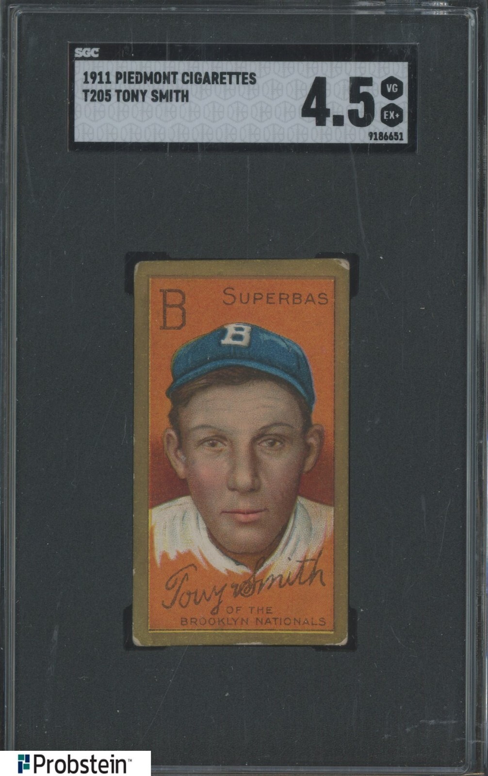 1911 Piedmont Cigarettes T205 Tony Smith SGC 4.5 VG-EX+