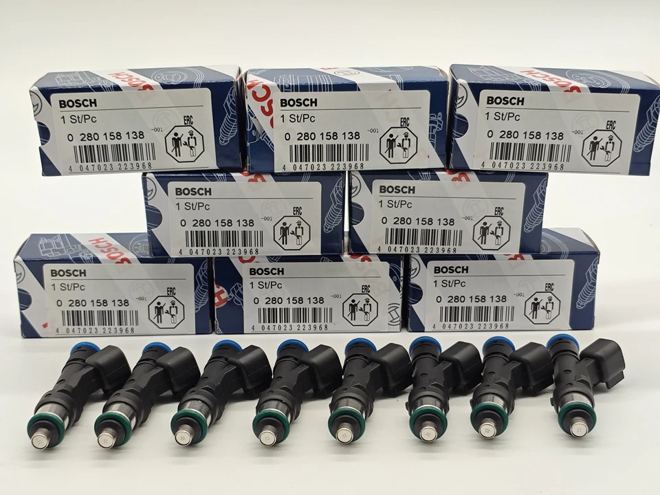 8PCS Original BOSCH Fuel Injectors OEM 0280158138 for 2007-2009 Ford F-150 5.4L Foto 1 de 4