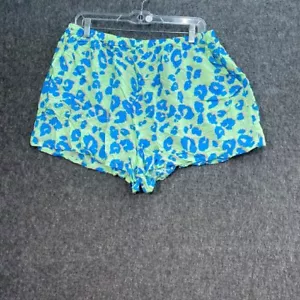 Xhilaration Leopard Print Lounge Sleep Shorts Comfy Casual Blue Green XL - Picture 1 of 5