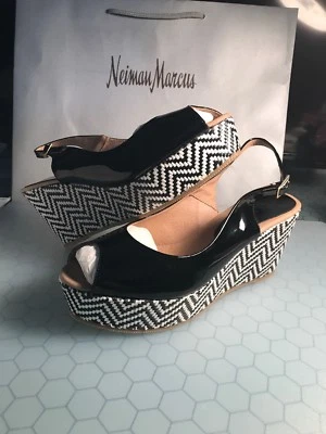 Andre Assous Jaime2 Negro Charol Cuña Alpargata Sandalia Zapato Talla 10 Foto 1 de 4