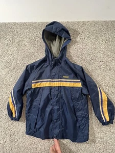 OSHKOSH Kids 7 Hooded Jacket Pullover Anorak Coat Blue LOGO Boys Spring Pocket - Picture 1 of 10