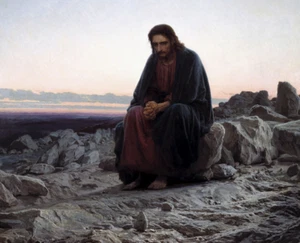Cristo en el desierto | Ivan Kramskoi | Impresión bíblica del Evangelio cristiano de 1872 - Imagen 1 de 9