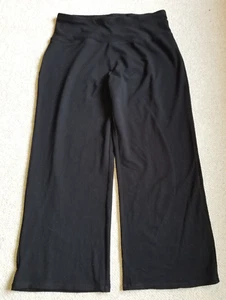 Womens Pants-HABITAT-black rayon stretch knit pull on cropped wide leg-S - Picture 1 of 4