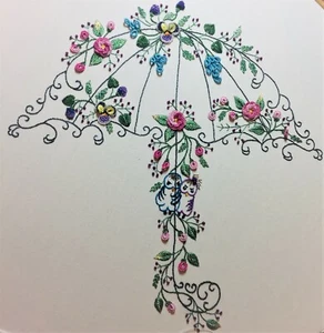 Lili - Brazilian Dimensional Embroidery Pattern. "Summer Umbrella" *Ivory* - Picture 1 of 6