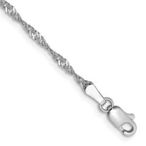 Brazalete tobillera Singapur oro blanco 14K 9 pulgadas 1,7 mm - Imagen 1 de 3