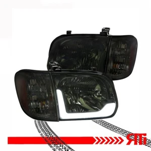 For 05-06 Toyota Tundra 05-06 Sequioa DRL Headlights + Corners Smoked Lens Chrom - Picture 1 of 4