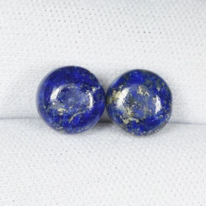 6.16 Cts Best Color Royal Blue Hug Natural Lapis 8mm Round Cab Pair...!!! - Picture 1 of 2