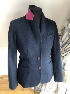 JOULES LADIES NAVY BLUE BLAZER JACKET 60% WOOL UK10 ‘ASTER' TWEED VGC - Picture 1 of 8