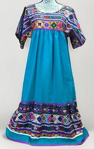 VTG 80s Appel Aztec Geometric Turquoise Colorful Midi Dress Women’s Side M/L - Picture 1 of 10