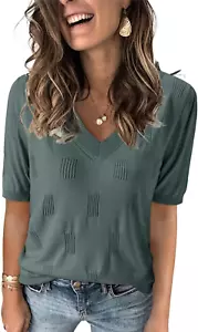 Womens Tops 2025 Spring Summer Short Sleeve Sweater Fashion Trendy Dressy Casual - Picture 1 of 12
