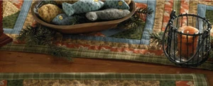 Table Runner 36 inch Patchwork Fish Camp Brown Blue Green Lodge Cabin Decor - Picture 1 of 5