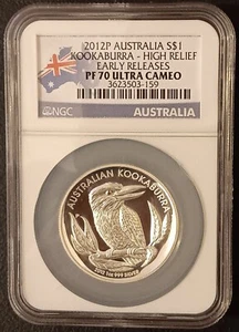 2012P Australia Kookaburra High Relief NGC PF70 Ultra Cameo Early Releases - Picture 1 of 5