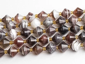 8MM Natural Multicolor Botswana Agate Beads Grade AA Bicone Faceted Loose Beads - Picture 1 of 3