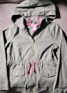 ISAAC MIZRAHI Girls Gray Denim Jacket Hoodie Pink Waist Tie, Sz L (10-12), NWOT - Picture 1 of 10