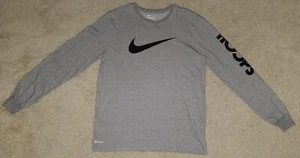 The Nike Tee 'Hoops' Dri Fit Heather Gray Long Sleeve Shirt Athletic Cut Large - Picture 1 of 22