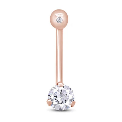 Belly Button Navel Ring Body Piercing Simulated Birthstone 14k Rose Gold Plated - Image 1 of 4