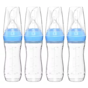 4Pack 4oz Silicone Baby Food Dispensing Spoon Mess-Free Feeder Blue 4+ Months - Picture 1 of 9