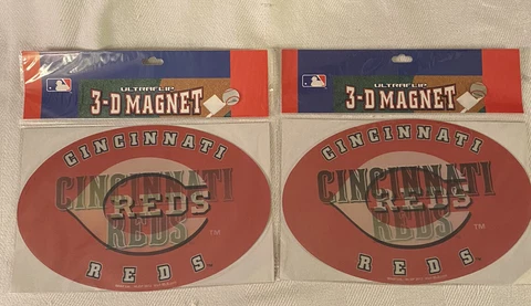 Two 3-D MAGNETS  CINCINNATI REDS (New In Package) Free Shipping Cover