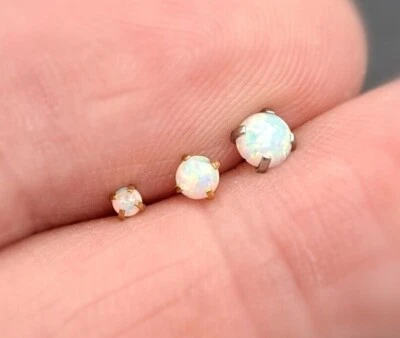 Cartilage Earrings Stud Rook Piercing Opal Gem Ball Screw Back Tragus Nose Helix - Image 1 of 4