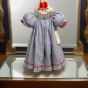 Girls NWT Silly Goose By Vive La Fete Smocked Dress Christmas Free Bow 4 - Picture 1 of 9