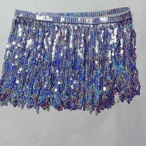 Sequin dance silver mini skirt size M women - Picture 1 of 5