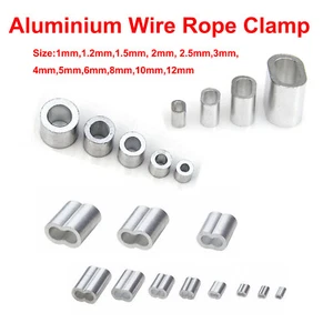 Aluminium Ferrules Steel Wire Rope Crimping Sleeve Round Double Hole Clamp - Picture 1 of 12