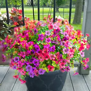 Yastouay 12 Bundles Artificial Flowers for Outdoors, UV Resistant Fake Outdoor - Picture 1 of 12