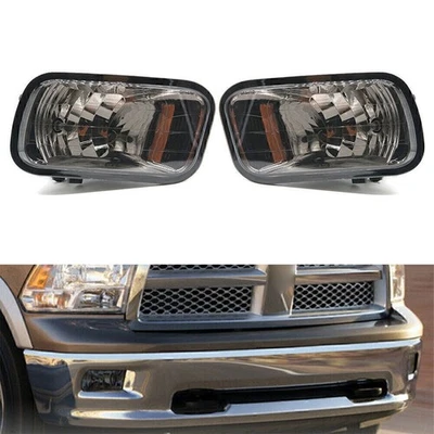 Pair Front Fog Light Lamps Black Lens For Dodge Ram 1500 2500 3500 2009-2012 - Image 1 of 4