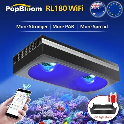 PopBloom RL180 Aquarium Light Marine LED Lighting Saltwater Reef Tank SPS LPS - Image 1 of 4