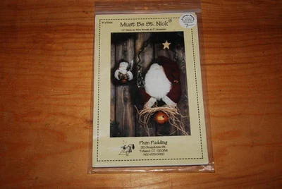 Plum Pudding Must Be Saint Nick 12” Santa on Wreath & 5" Ornament PLP2006 - NEW - Image 1 of 2