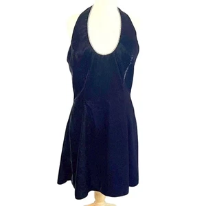Vintage Gunne Sax rückenfreies Kleid schwarz Samt Strass LBD 13/14 - Bild 1 von 10