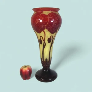 Vaso in vetro inciso con fiori di papavero Le Verre Francais - Foto 1 di 6