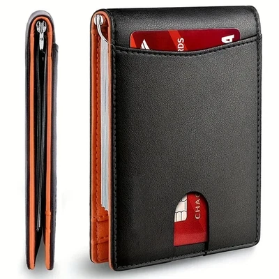 Slim Leder Wallet RFID Schutz Mini Geldbörse Herren Kartenetui Portemonnaie - Bild 1 von 4