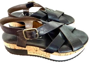 AGL sandali neri in pelle con cinturino e plateau sughero scarpe COMFY donna 36,5 US 6,5 - Foto 1 di 22