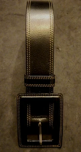 2006 Lg Banana Republic schwarz Echtleder genähter Rand breiter Gürtel Italien - Bild 1 von 10