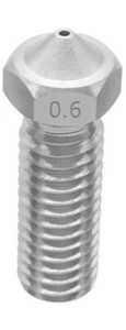 NEU 0.6 mm Stainless Steel Volcano Düse - 3D Drucker Edelstahl 1.75 mm Filament - Afbeelding 1 van 3