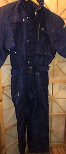 Vintage Descente Ski Suit One Piece Snowsuit Snow Bib XL Y2K 80s SHINY DARK NAVY - Picture 1 of 13