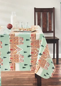 Holiday Time Peva Tablecloth ~ Christmas Gingerbread ~ 60 x 84 Inch Rectangle - Picture 1 of 5