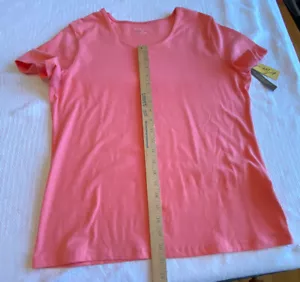 Kim Roger's Women's Size XL Peach Stretch T shirt Top Short Sleeve - Picture 1 of 10
