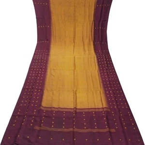 Vintage orangischer brauner Sari 100 % reine Seide gewebt indischer Sari 5 Jahre Handarbeit Stoff - Bild 1 von 6