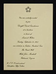 Invitación a unirse a Dwight D. Eisenhower en el almuerzo para Linwood Holton, 14/09/1965 - Imagen 1 de 1