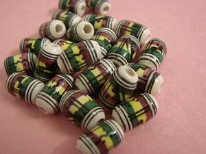  20 Peruvian Ceramic Beads tube 8mm So.western Inca Aztec red yellow green #38 - Picture 1 of 1