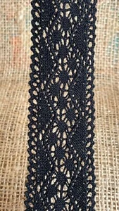 Häkelspitze Spitze A-(Ausgezeichnete Qualität) Baumwolle Schwarz 4cm - Bild 1 von 4